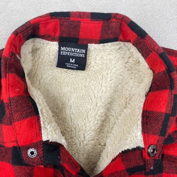 Mountain Expeditions Mens Shirt Jacket Medium Sherpa Lined Plaid Shacket Outdoor - Picture 5 of 9